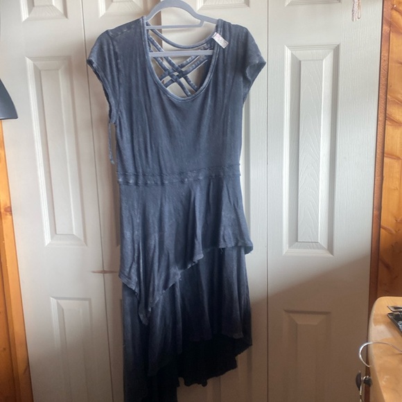 Free People Rocket Cat Boho-Grunge Black Linen/Cotton Midi Dress size large - Picture 4 of 16